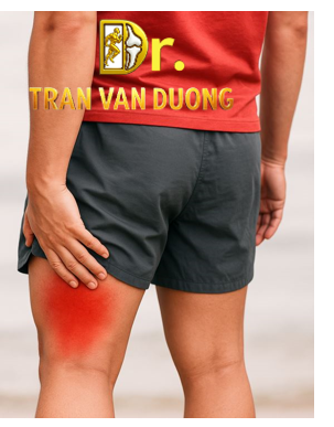 Hình minh họa triệu chứng đau nhói đột ngột phía sau đùi khi chạy nhanh trong Chấn Thương Cơ Gân Kheo 